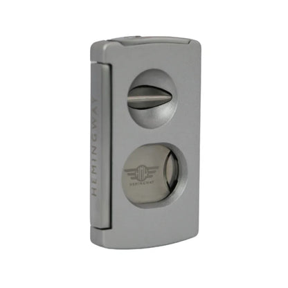 Hemingway, Luxury Cigar Cutter Stainless Steel V-Cut and Round Cut with Cigar Punch ? Silver, HemCutSilver