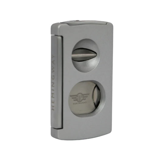 Hemingway, Luxury Cigar Cutter Stainless Steel V-Cut and Round Cut with Cigar Punch ? Silver, HemCutSilver