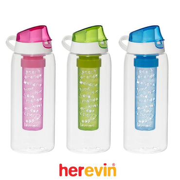 Herevin, 1 lt Bottle with Fruit Infuser-Pink