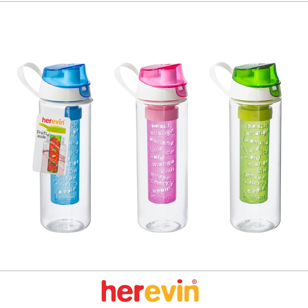 Herevin, 0,65 lt Bottle with Fruit Infuser-Blue