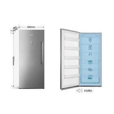 Hisense Fridge Freezer 5 Shelves, 2 Basket Drawers, 769L, HxWxD: 194x83x77cm, Inverter Compressor Stainless Steel Silver From Right To Left, HSN-FV3N769L