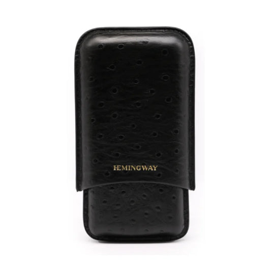 Hemingway, Portable Cigar Case 3 Cigars Holder Premium Leather Cigar Case ? Black, HMW3PBK