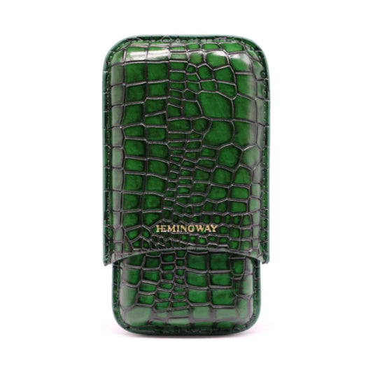Hemingway, Portable Cigar Case 3 Cigars Holder Premium Leather Cigar Case ? Green, HMW3PGN