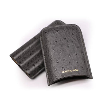 Hemingway, Portable Cigar Case 3 Cigars Holder Premium Leather Cigar Case ? Gray, HMW3PGY