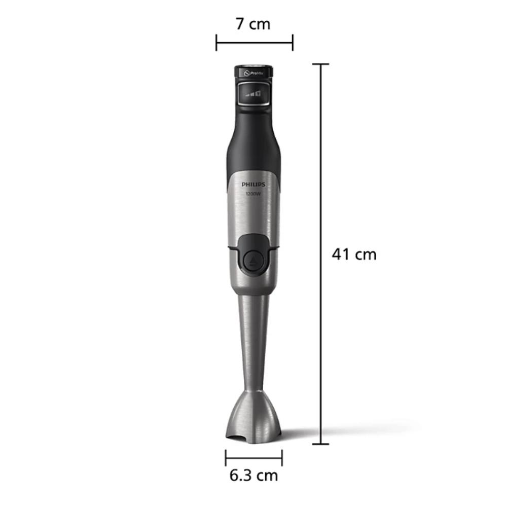 Philips Hand Blender 5000 Series - 1200W, Anti- Splash Guard, SpeedTouch Technology, LED Speed Indicator, Chopper, Whisk, Compact, Black/Metal, HR2683