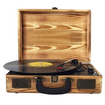Prixton Turntable Vinyl Record Player Led Stereo Wood Bluetooth - Te001