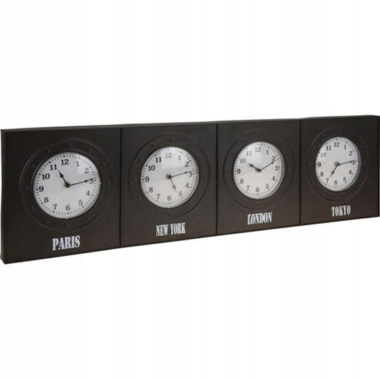 Metal Wall Clock 4 Cities 100 Cm