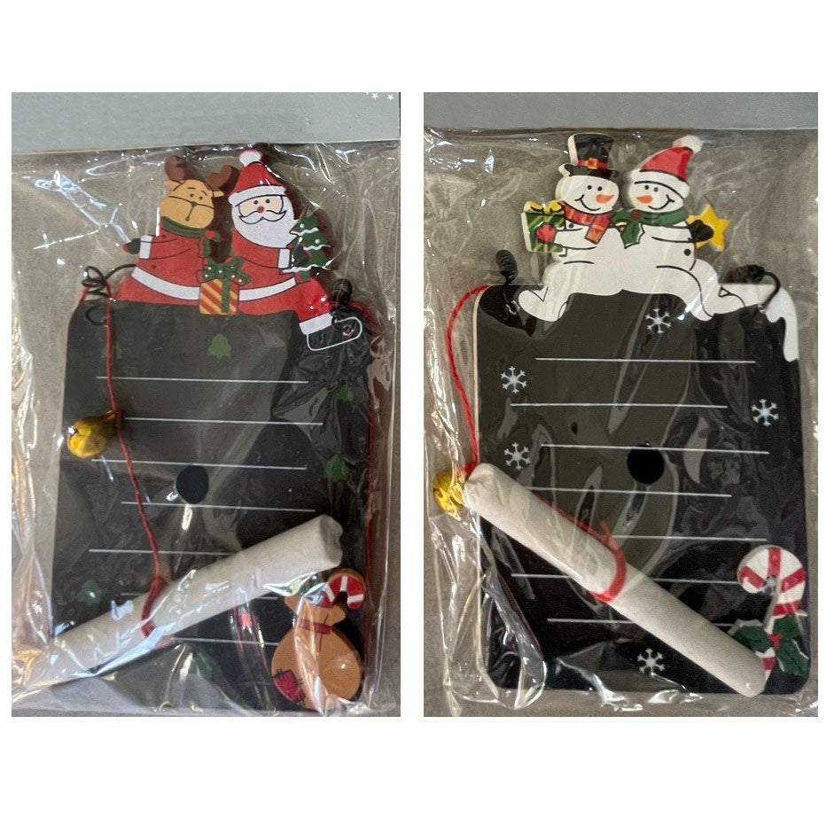 Itemz, Christmas Hanging Deco Black Board with Chalk 2 assorted designs