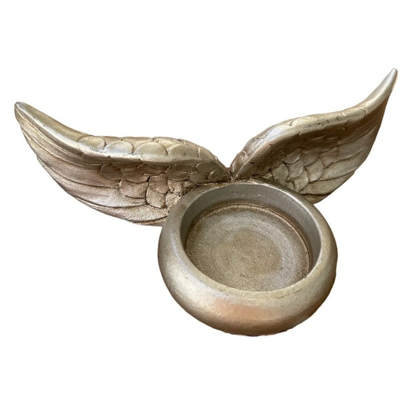 Itemz, Tealight Candle Holder Antique Silver Angel Wing