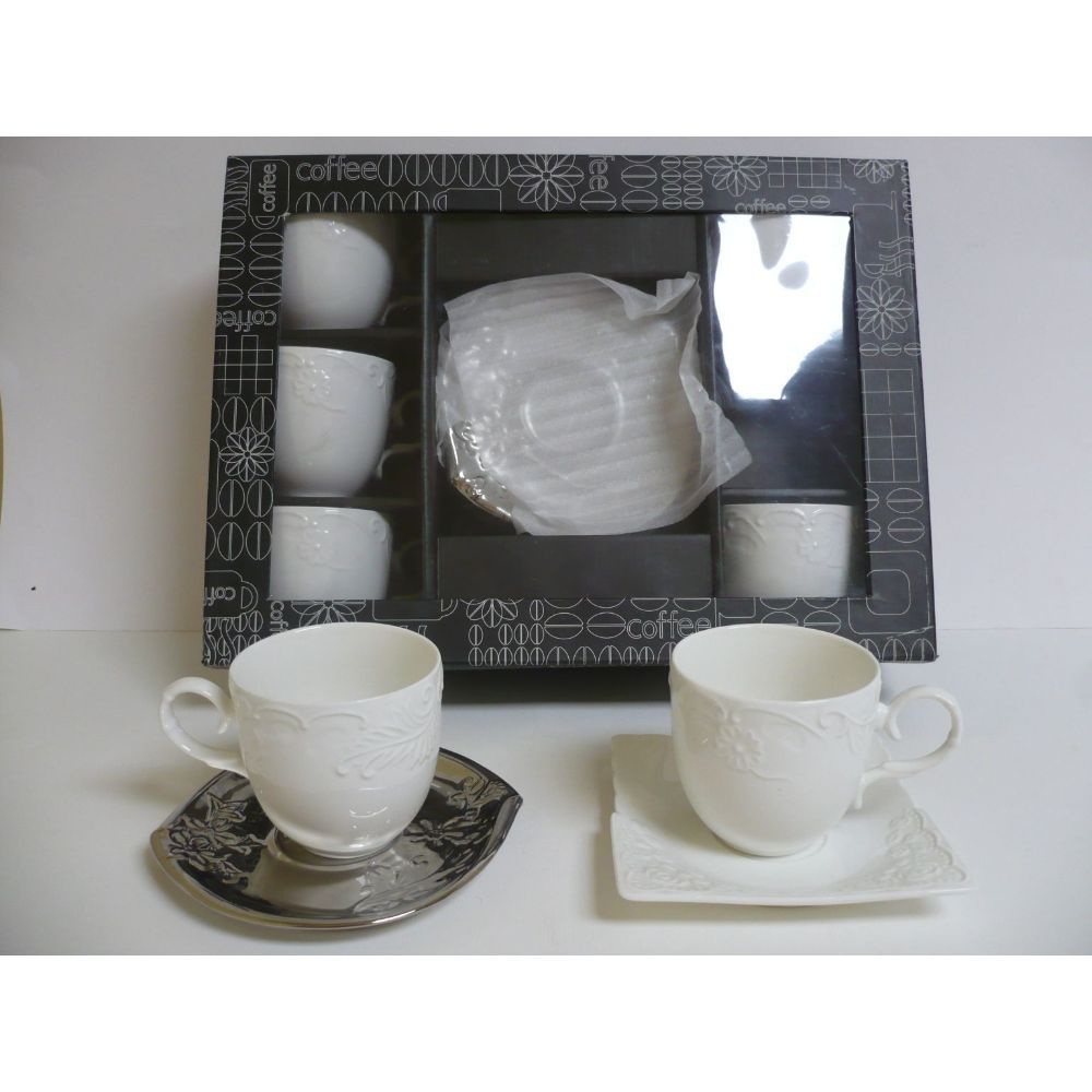 La Perla, 12Pcs Porcelain Embossed Tea Set