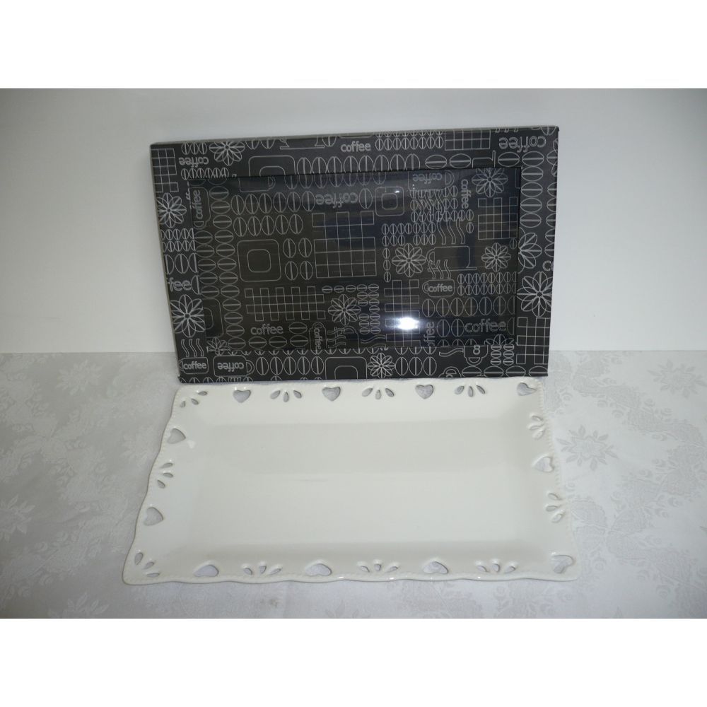 La Perla, Porcelain Rectangular Dish Embossed 35.7X22.6X2.4Cm