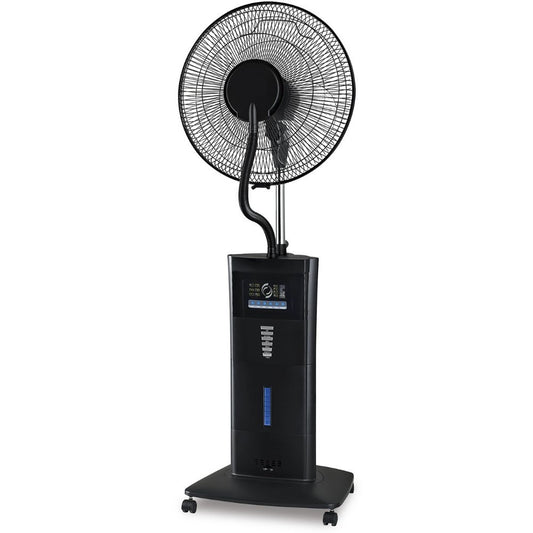 JTC, Up to 25 Hours On Battery, 18' Rechargeable Evaporative Cooling Floor Fan, Led Light, Water Tank, AC/DC Operated, Remote Control, Timer, Built-in USB charger
