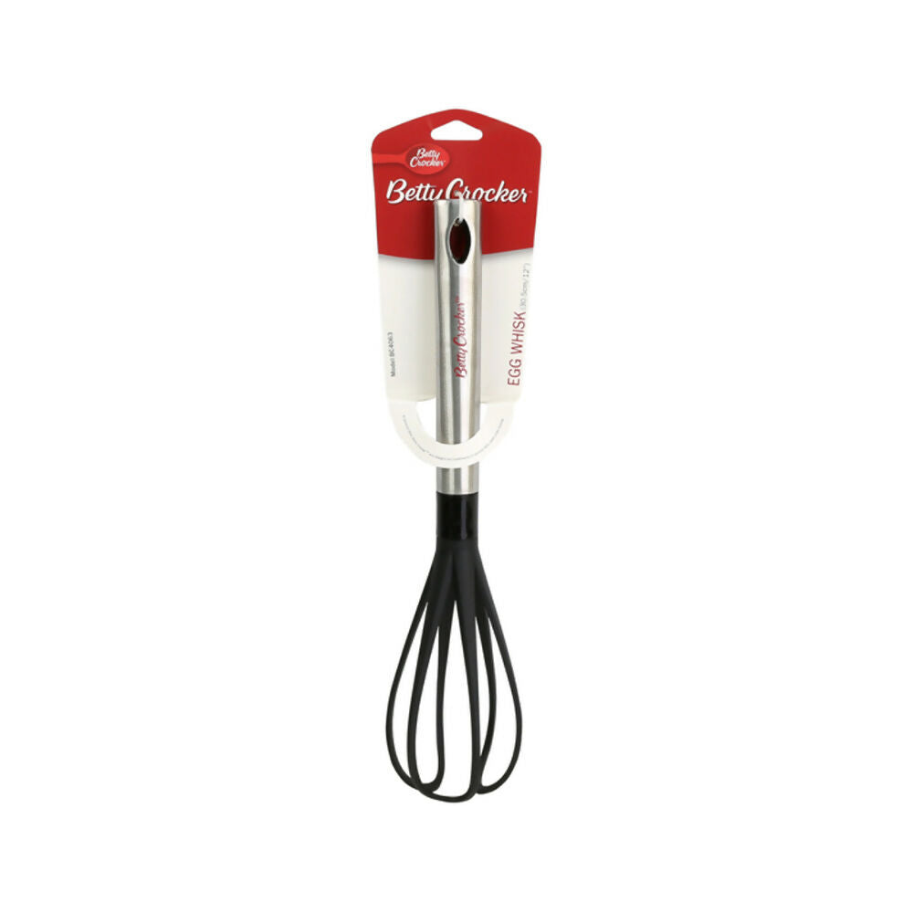 Betty Crocker Kitchen Whisk 28.5cm, High-Quality Materials With Soft, Non-Slip Tpr Handle, Easy To Clean And Dishwasher Safe [Black], BC4008