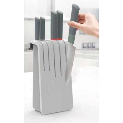 Joseph Joseph Duo 5Pcs Knife Block With 5 Knives Set - Grey, Stainless-Steel Blades And Non-Slip Pinch-Grips, JOSE-10560
