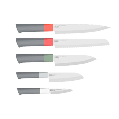 Joseph Joseph Duo 5Pcs Knife Block With 5 Knives Set - Grey, Stainless-Steel Blades And Non-Slip Pinch-Grips, JOSE-10560
