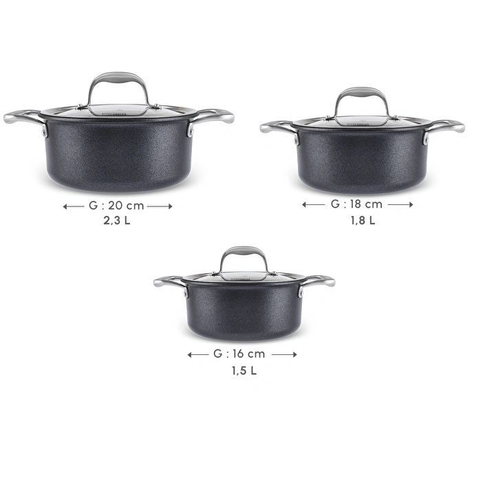 Karaca BioDiamond Pro 6-Piece Non-Stick Induction Cookware Set, 153.03.07.9035
