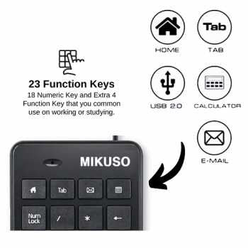 Mikuso Kb-047U Usb Mini Numeric Keypad Wired