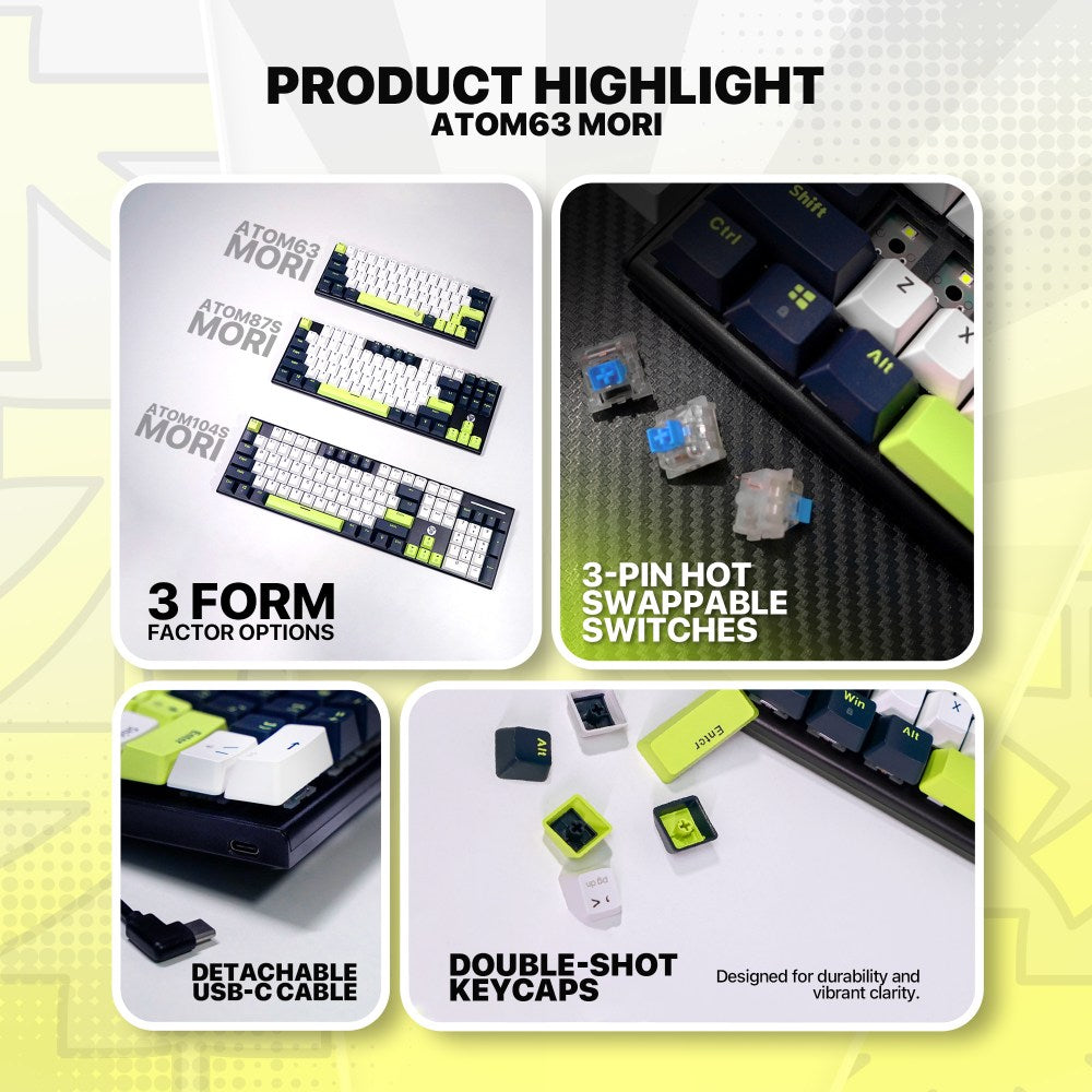 Fantech, Mori Edition Mk874V2 - Atom63, Pro Wired Mechanical Keyboard With Rgb Lighting Blue