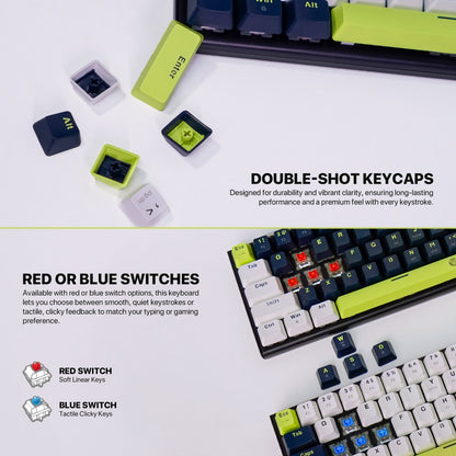 Fantech, Mori Edition Mk874V2 - Atom63, Pro Wired Mechanical Keyboard With Rgb Lighting Blue