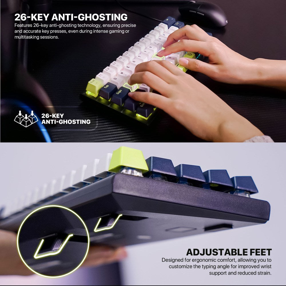 Fantech, Mori Edition Mk874V2 - Atom63, Pro Wired Mechanical Keyboard With Rgb Lighting Blue
