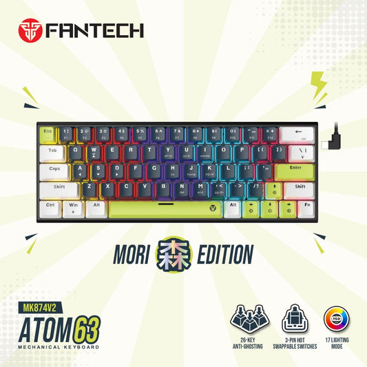 Fantech, Mori Edition Mk874V2 - Atom63, Pro Wired Mechanical Keyboard With Rgb Lighting, Available in Different Colors