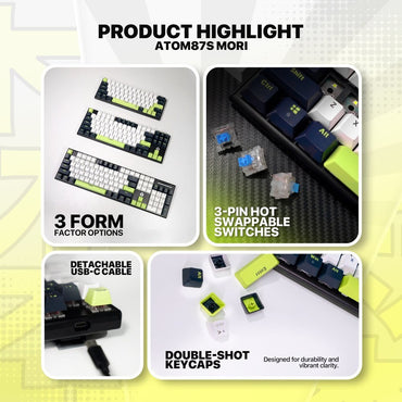Fantech, Mori Edition Mk877S - Atom87S, Pro Wired Mechanical Keyboard With Rgb Lighting White
