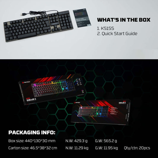 Fantech, K515S Shikari S, Rgb Lighting, Wired Gaming Keyboard