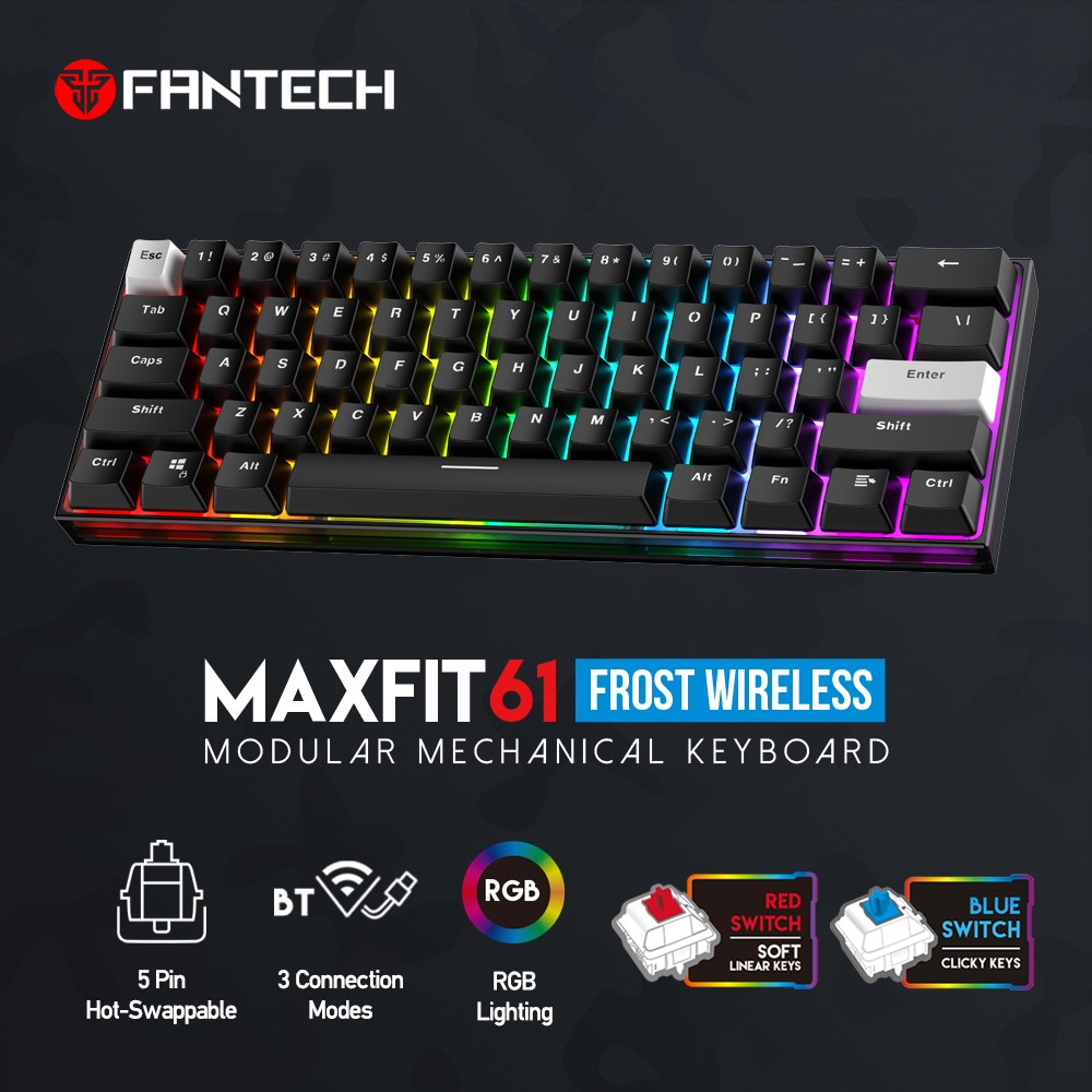 Fantech, Mk857 Maxfit61 Rgb Mechanical Gaming Keyboard