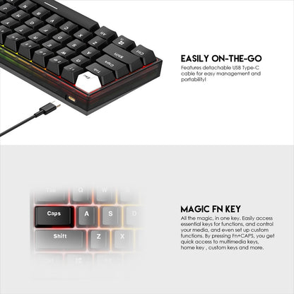 Fantech, Mk857 Maxfit61 Rgb Mechanical Gaming Keyboard