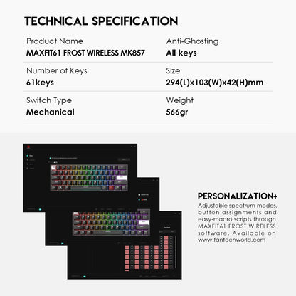 Fantech, Mk857 Maxfit61 Rgb Mechanical Gaming Keyboard