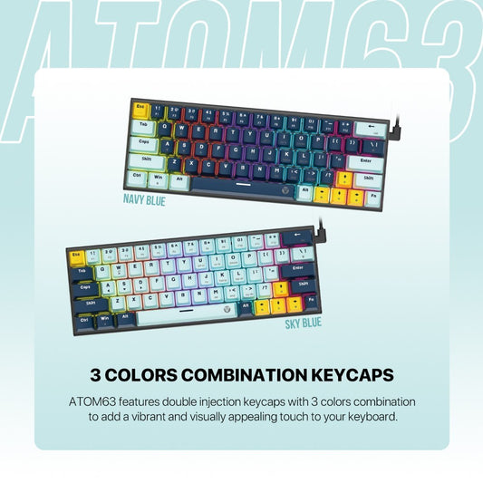 Fantech, Mk874V2 Atom 63 Rgb Mechanical Gaming Keyboard Mizu Edition, Available in Different Colors