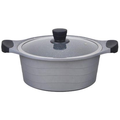 Kinox, Al Granite Casserole 32 cm Glass Lid & Silicon Black Handles, Kin-909032