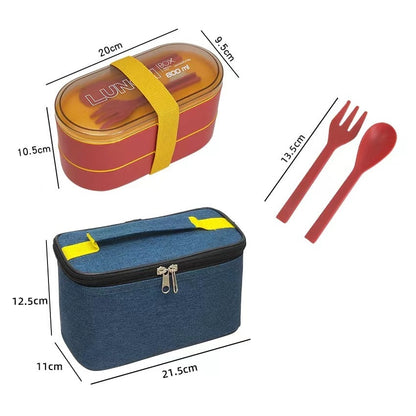 2 Tier Bento Boxes Containers With Tableware Self Moveable, Available in Different Colors