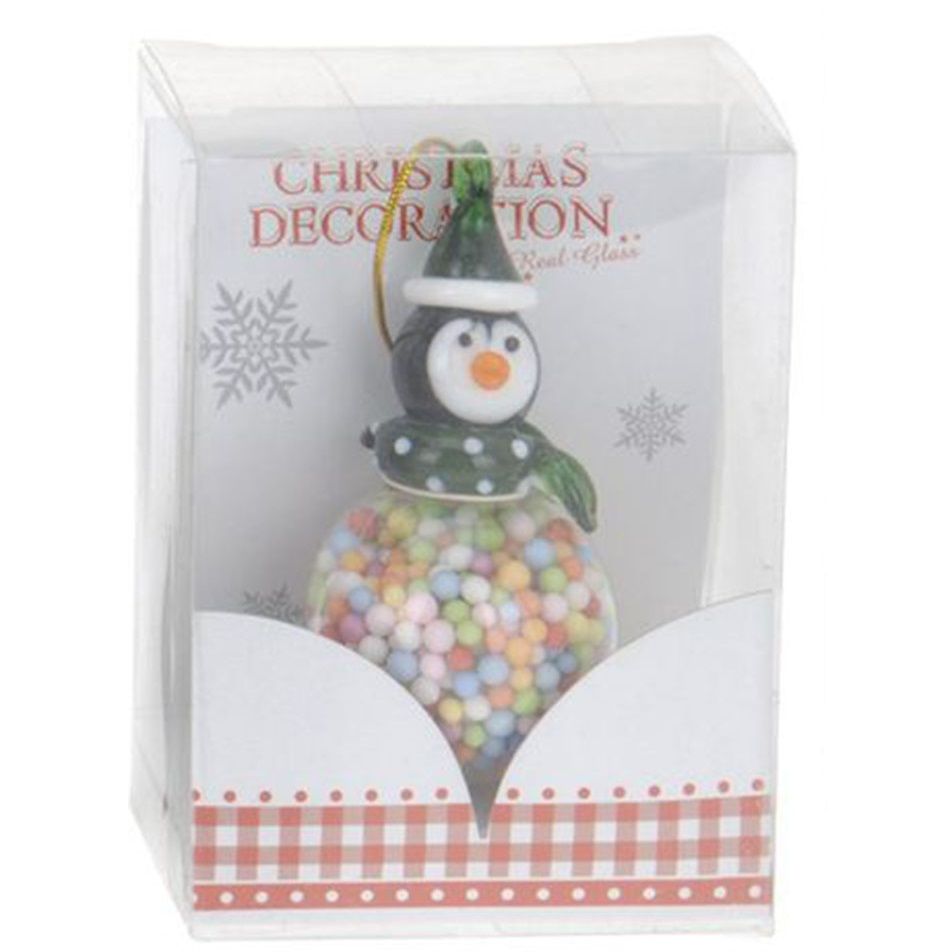 Itemz, Christmas Ball With Snowman 6.5 Cm Colorful, Available in Different Colors