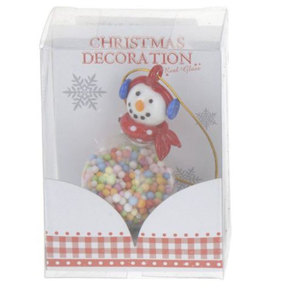 Itemz, Christmas Ball With Snowman 6.5 Cm Colorful, Available in Different Colors