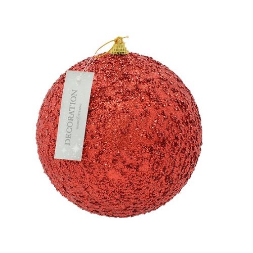 Itemz, Christmas Ball With Red Sequins , Available in Different Sizes