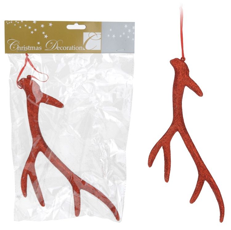 Itemz, Hanging Decoration Horn Glitter Red
