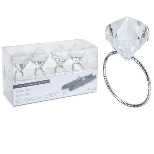 Itemz, Set Of 4 Diamond Design Napkin Rings