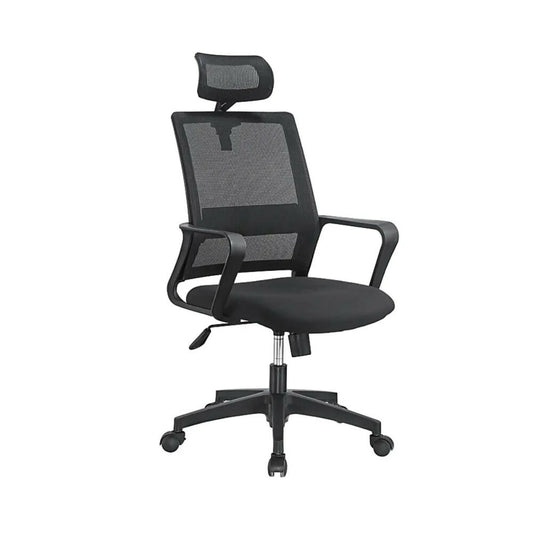 Valencia High Back Chair, Black Mesh, Fabric Seat With Foam - [HxWxD: 101x58x59cm], XXX-XG105A