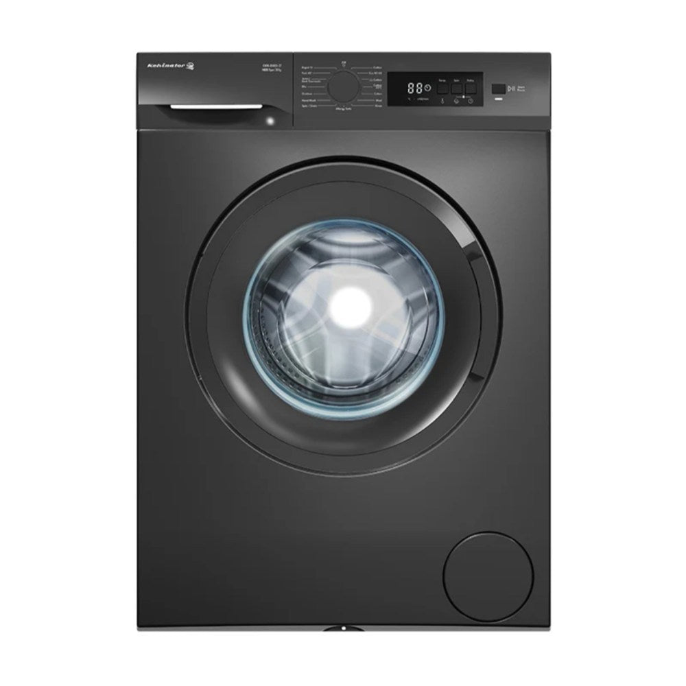 Kelvinator, Washing Machine 8KG 1400RPM, Inverter, Black, Black Door