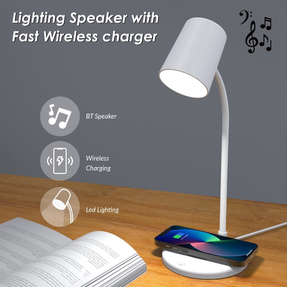Conqueror, Lightning Led Desk Lamp 10W With Wireless Charging Function And Bluetooth Speaker - Ldl18