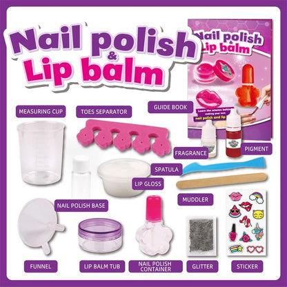Science Explore, Kids Toys Handmade Diy Lip Balm & Nail Polish Experiment Kit Creative Lipstick & Nail Polish Educational Toys Gift Set For Girls