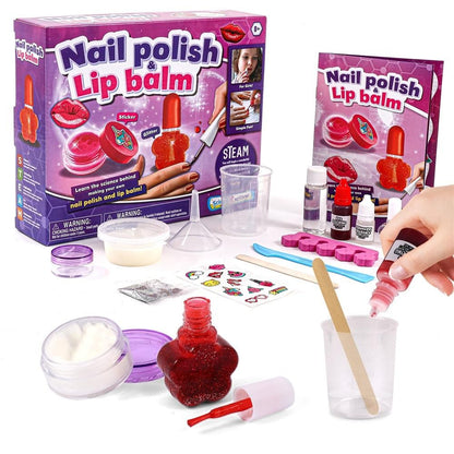 Science Explore, Kids Toys Handmade Diy Lip Balm & Nail Polish Experiment Kit Creative Lipstick & Nail Polish Educational Toys Gift Set For Girls