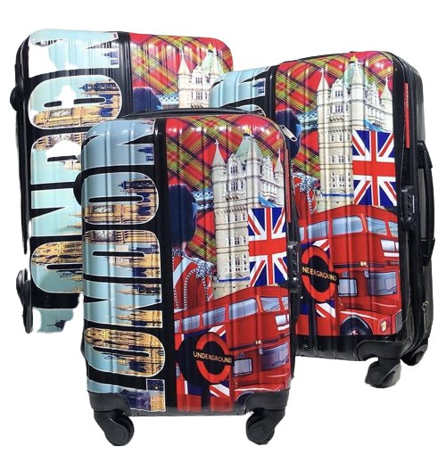 Traveler, Travel Suitcase Hard Cover 4 Wheels Luggage Set Of 3 Travel Bag London