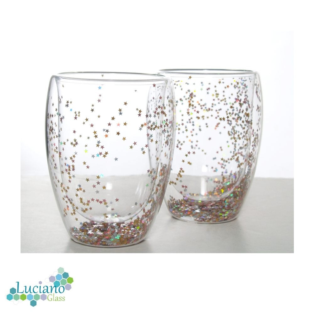 Luciano, 350ml Borosilicate / Isotherm / Double Wall Confetti Glass