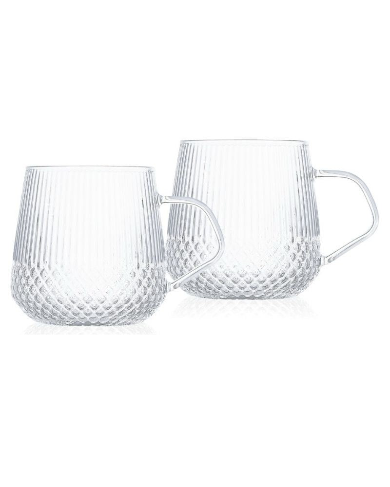 Luciano, Borosilicate 400Ml Single Wall Glass Cups 2Pcs Set
