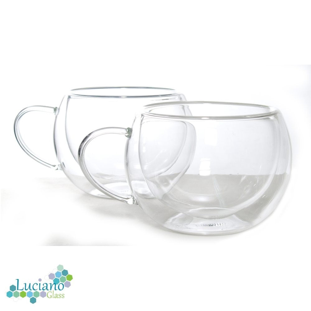 Luciano, 270ml Borosilicate / Double Wall / Isotherm Julia Round Shape / Handle Glass Cups Set