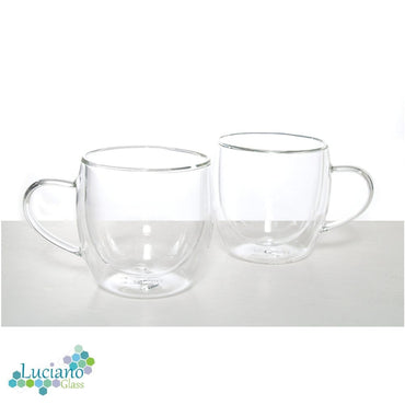 Luciano, 250ml Borosilicate / Isotherm / Double Wall Zicco Glass with Handles 2PC Cup in Gift Box