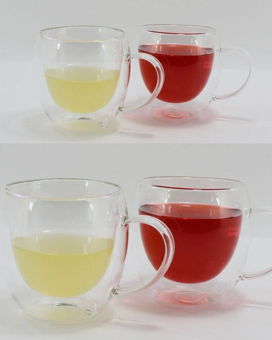 Luciano, High Borosilicate Round Glass Double Wall Glass Cups With Handles 250Ml - 2Pc Set