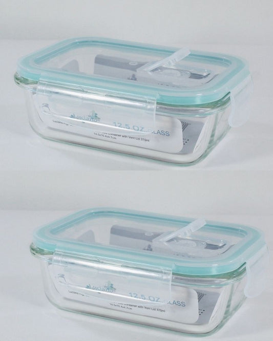 Luciano, High Borosilicate Rectangular Glass Food Container With Vent Lid 370Ml 15.2X11.3X5.7Cm B/I7